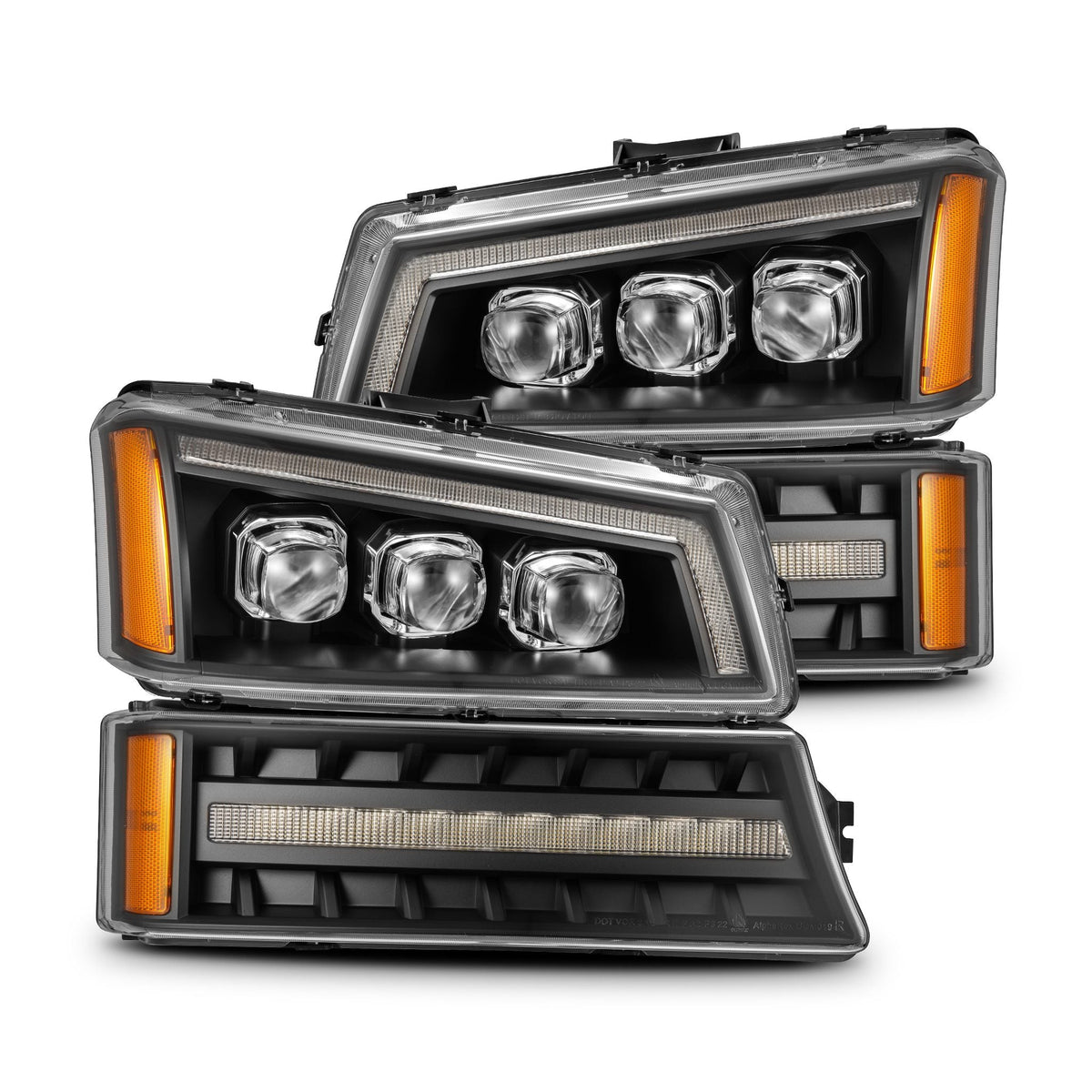 AlphaRex NOVA-Series LED Projector Headlights with Bumper Lights for Chevrolet Silverado 1500 / Chevrolet Silverado HD 2500/3500 - Black