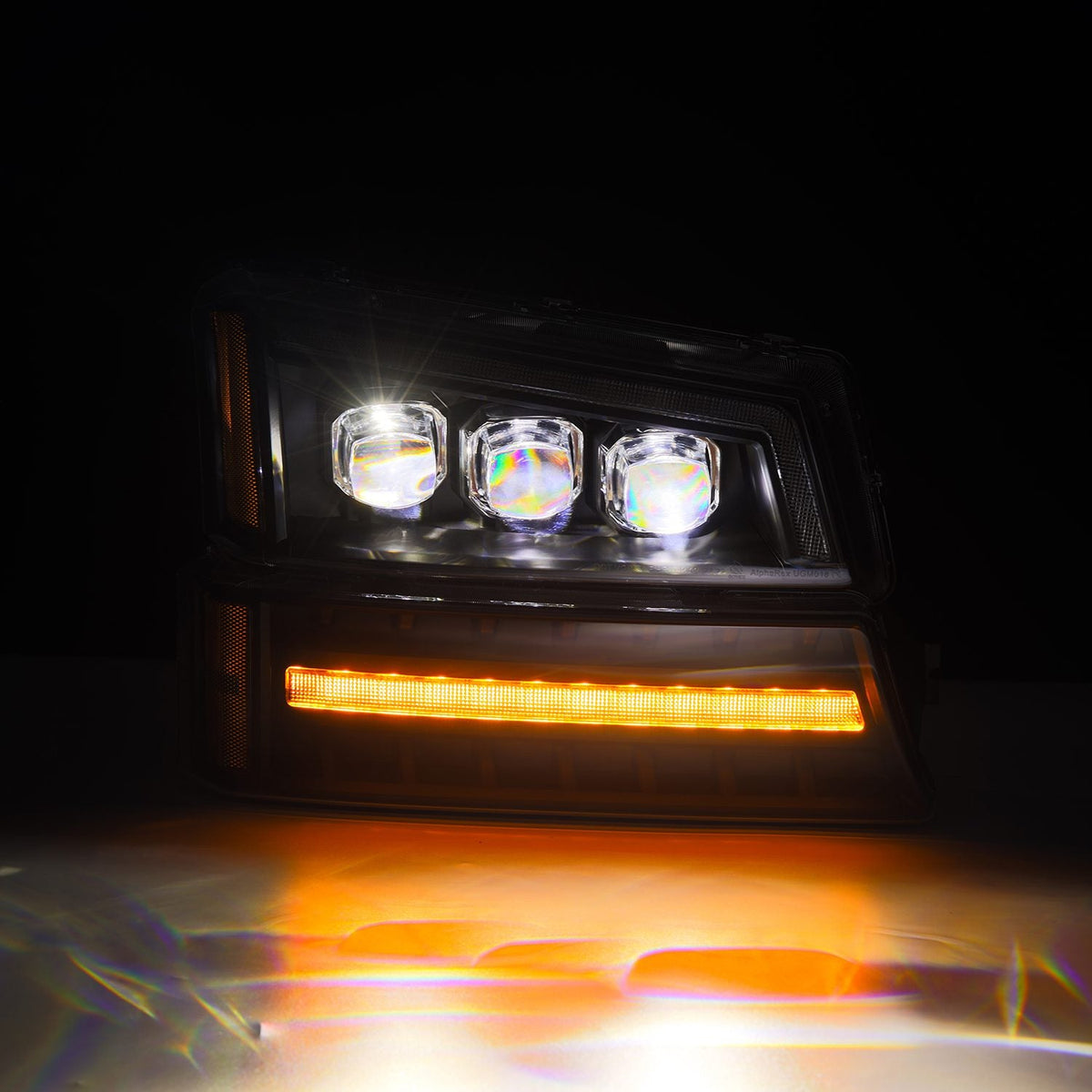 AlphaRex NOVA-Series LED Projector Headlights with Bumper Lights for Chevrolet Silverado 1500 / Chevrolet Silverado HD 2500/3500 - Black