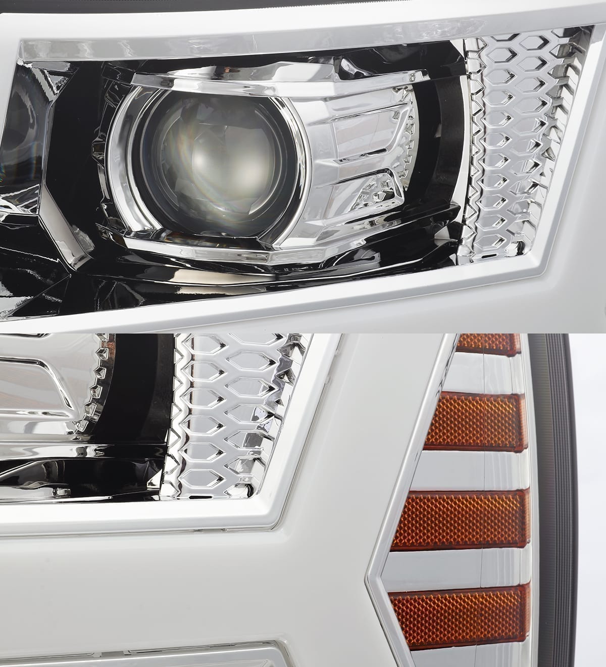 AlphaRex LUXX-Series LED Projector Headlights for Chevrolet Silverado 1500 / Chevrolet Silverado HD 2500/3500 - Chrome