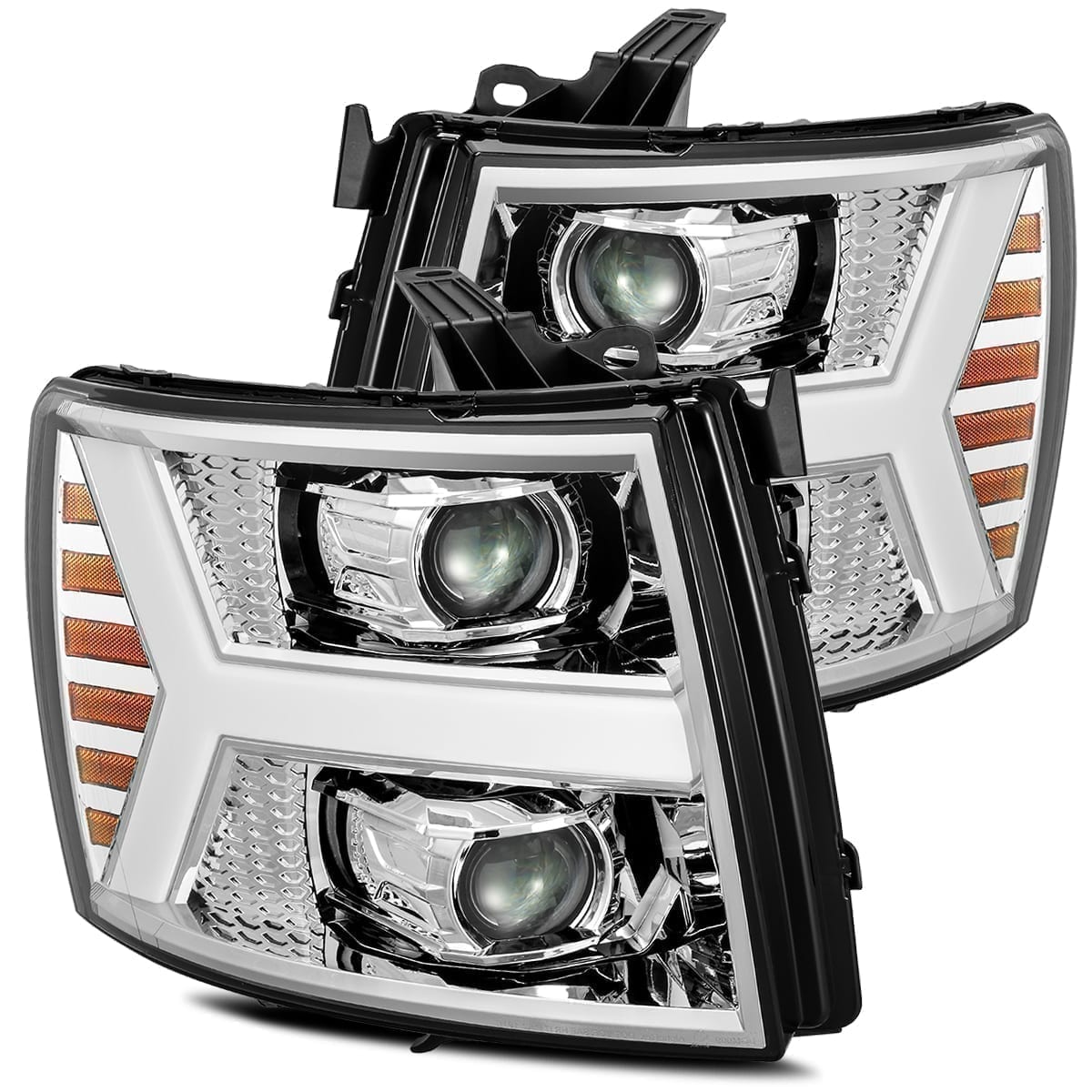 AlphaRex LUXX-Series LED Projector Headlights for Chevrolet Silverado 1500 / Chevrolet Silverado HD 2500/3500 - Chrome