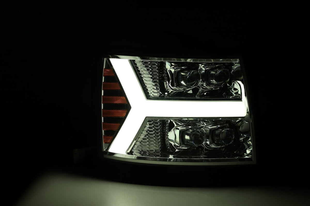 AlphaRex NOVA-Series LED Projector Headlights for Chevrolet Silverado 1500 / Chevrolet Silverado HD 2500/3500 - Chrome