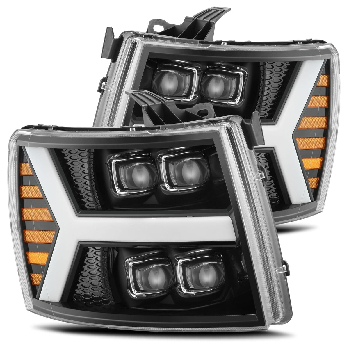 AlphaRex NOVA-Series LED Projector Headlights for Chevrolet Silverado 1500 / Chevrolet Silverado HD 2500/3500 - Jet Black