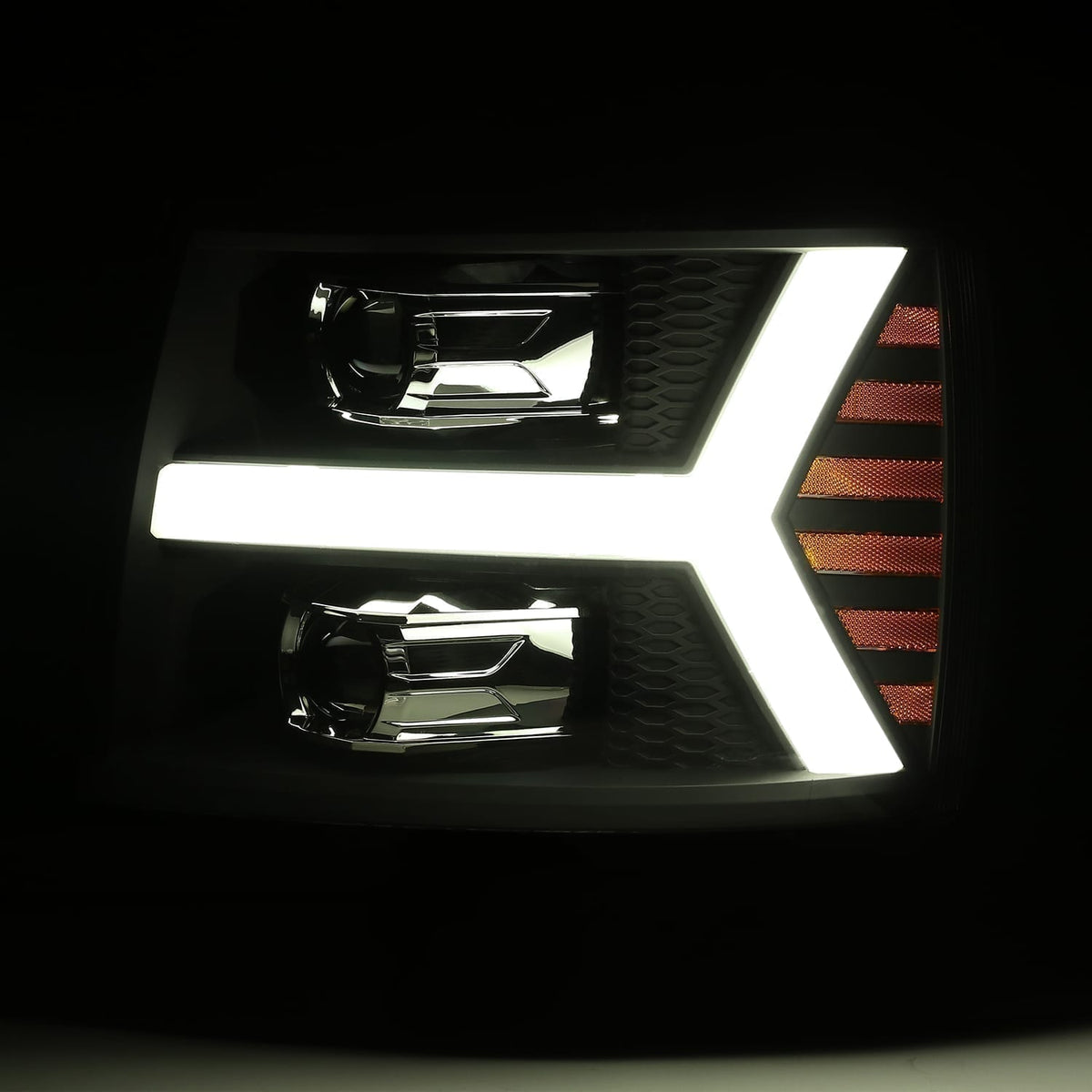 AlphaRex PRO-Series Halogen Projector Headlights for Chevrolet Silverado 1500 / Chevrolet Silverado HD 2500/3500 - Black