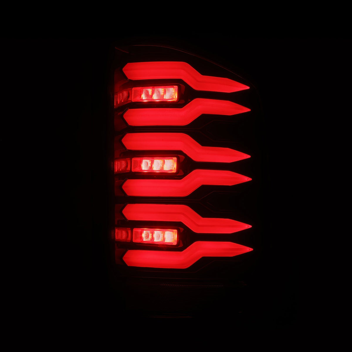AlphaRex LUXX-Series LED Tail Lights for Chevrolet Silverado 1500 / Chevrolet Silverado HD 2500/3500 - Black Red