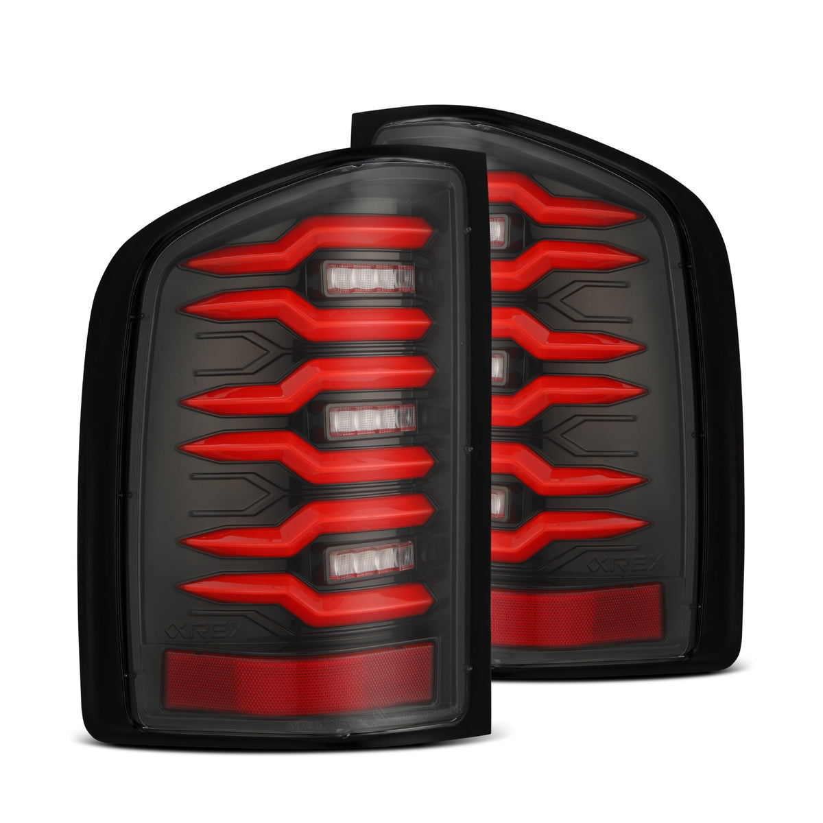AlphaRex LUXX-Series LED Tail Lights for Chevrolet Silverado 1500 / Chevrolet Silverado HD 2500/3500 - Black Red