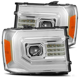 AlphaRex LUXX-Series LED Projector Headlights for GMC Sierra 1500 / GMC Sierra HD 2500/3500 - Chrome