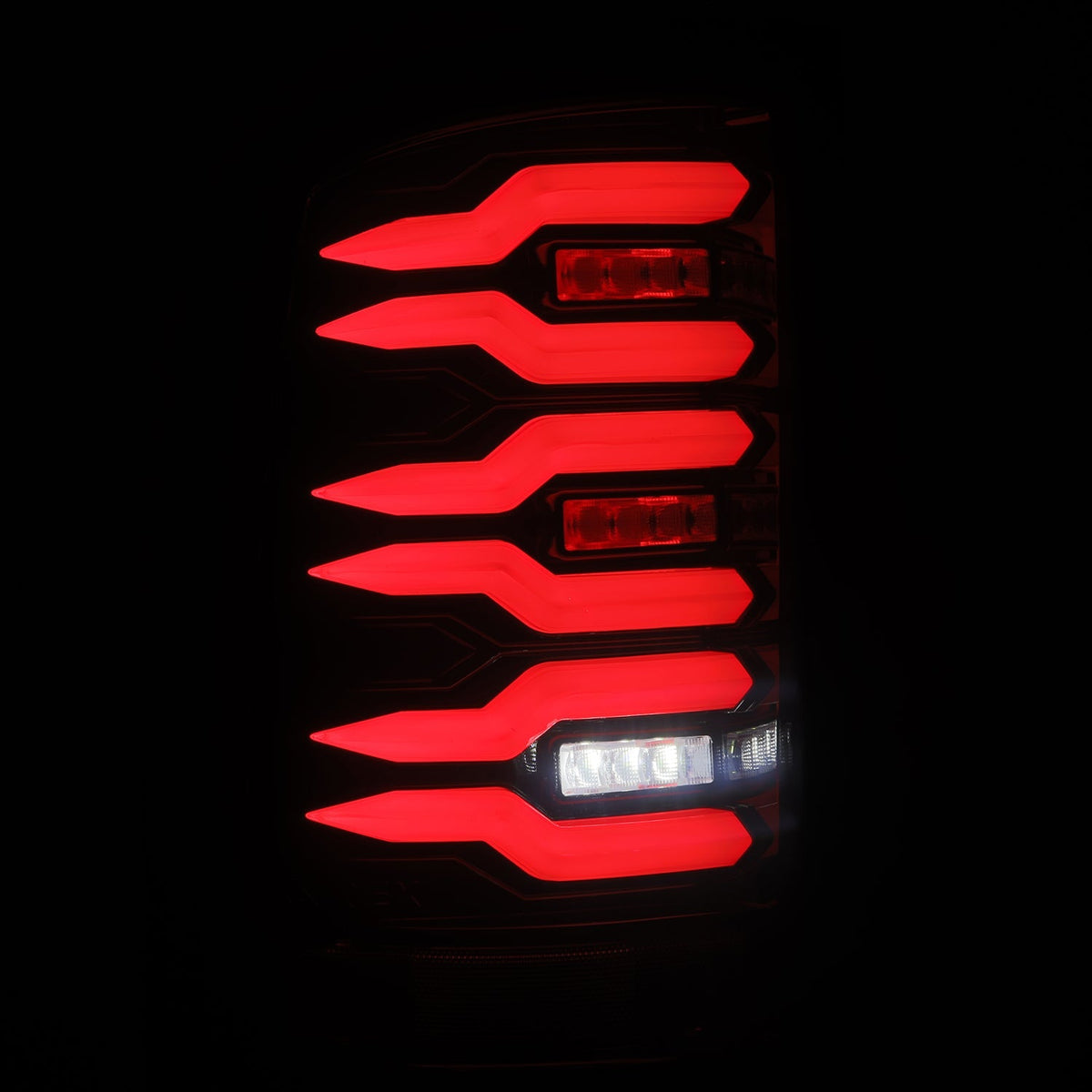 AlphaRex LUXX-Series LED Tail Lights for GMC Sierra 1500 / GMC Sierra HD 2500/3500 - Black Red
