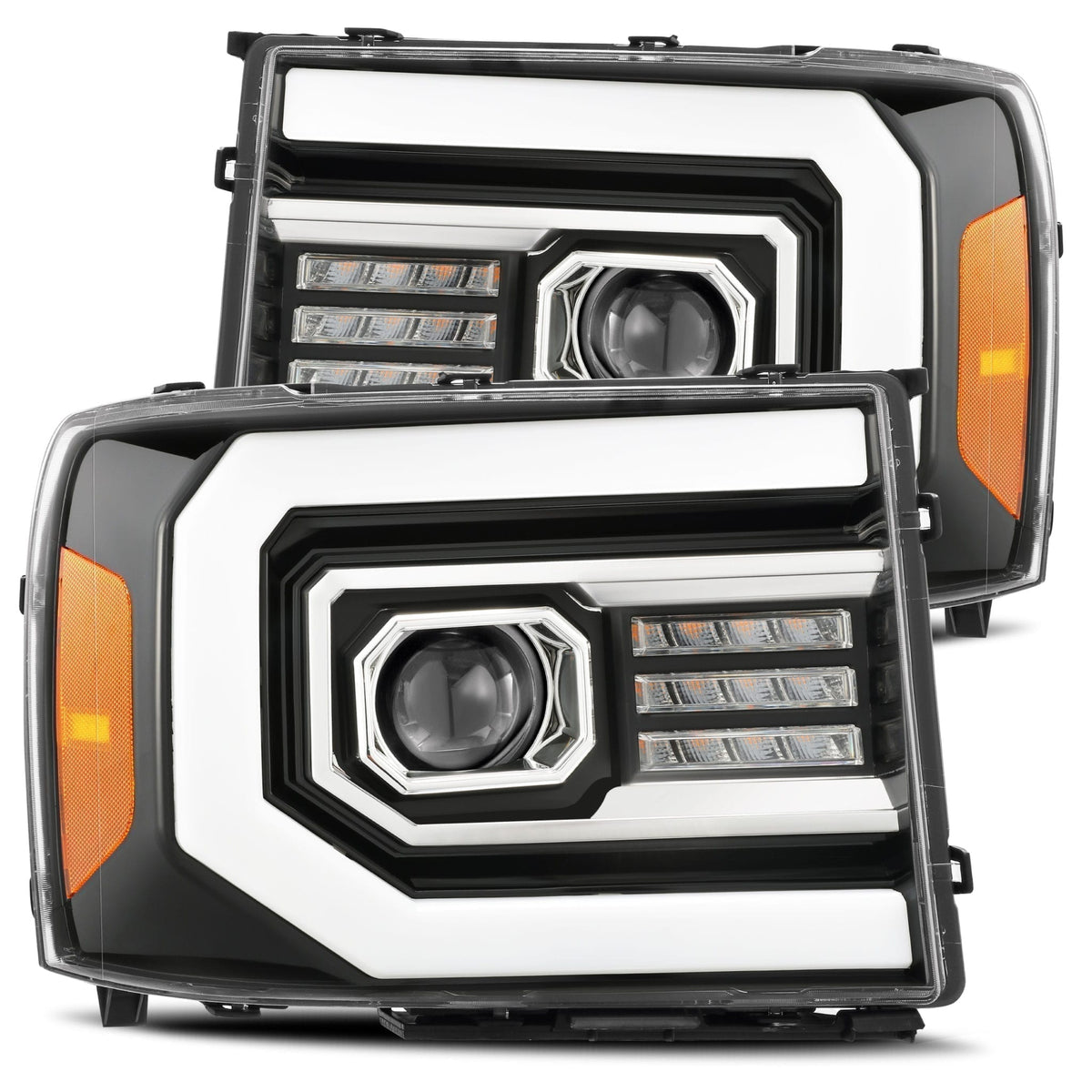 AlphaRex PRO-Series Halogen Projector Headlights for GMC Sierra 1500 / GMC Sierra HD 2500/3500 - Jet Black