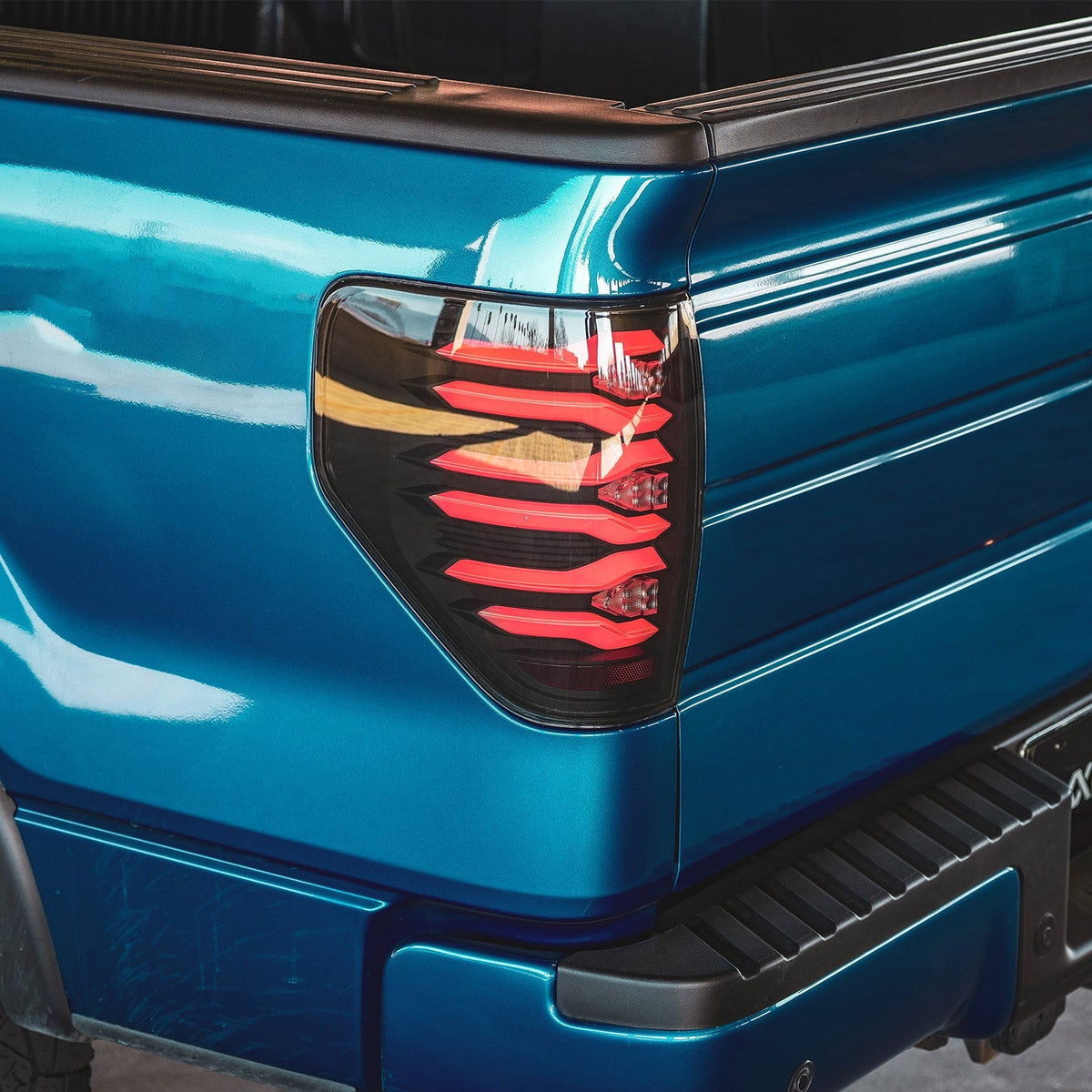 AlphaRex LUXX-Series LED Tail Lights for Ford F-150 - Black Red