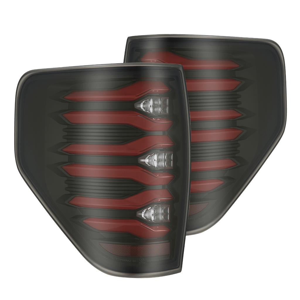 AlphaRex LUXX-Series LED Tail Lights for Ford F-150 - Black Red