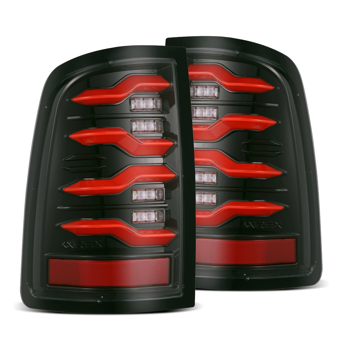 AlphaRex LUXX-Series LED Tail Lights for Ram 1500 / Ram 2500/3500 - Black Red