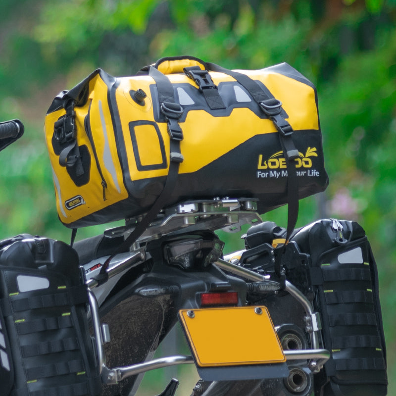 LOBOO Waterproof Motorcycle PVC Tail Bag  Magnetic Closure & Reflective Strips