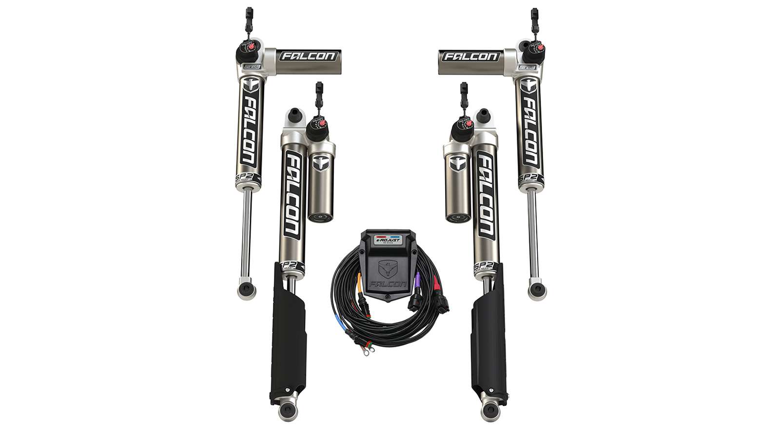 Falcon adjustable shock absorbers and control module kit for off-road vehicles or trucks