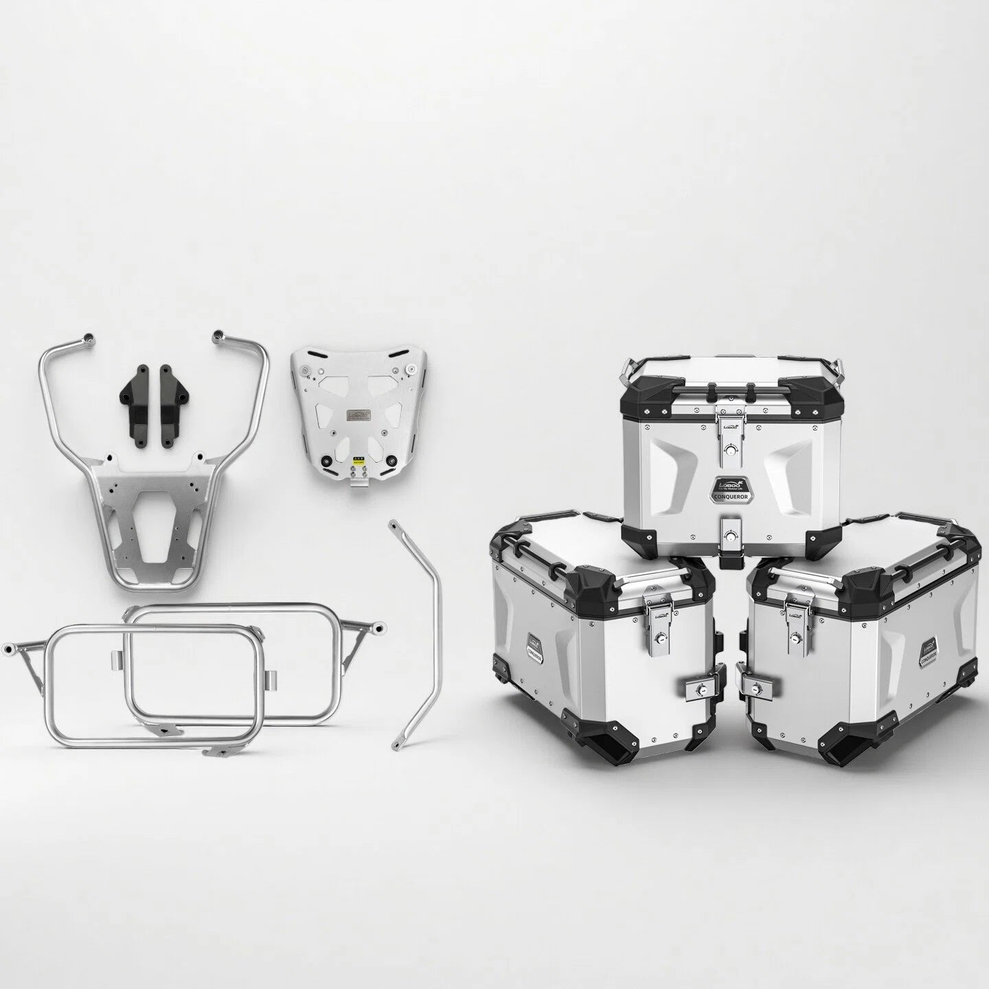 LOBOO CONQUEROR Aluminum Cases & Racks Set for BMW R1300GS / R1300GS Adventure
