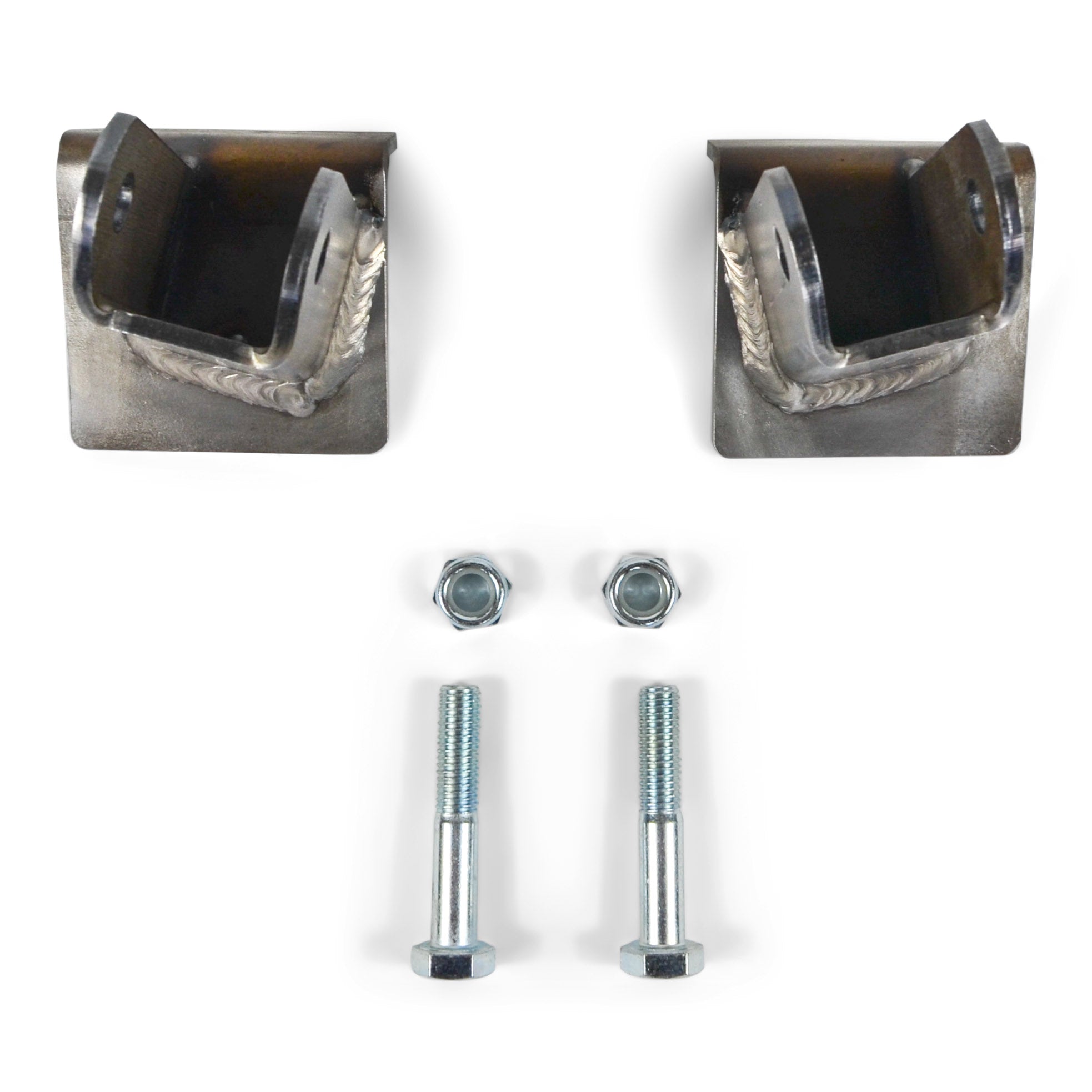 Steel mounting brackets with bolts and nuts for overlanding vehicle accessories