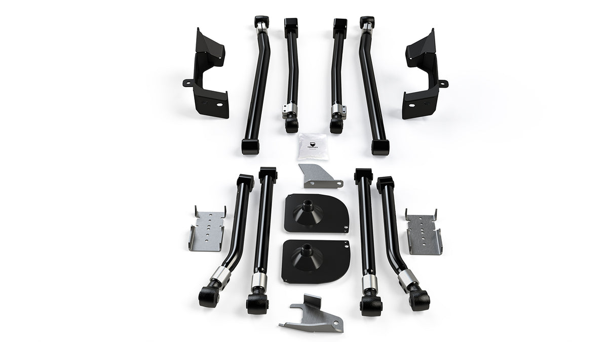 TeraFlex 2" Alpine rear stretch kit & front long control arm kit, 8-arm for Jeep Wrangler JK 2007-2018