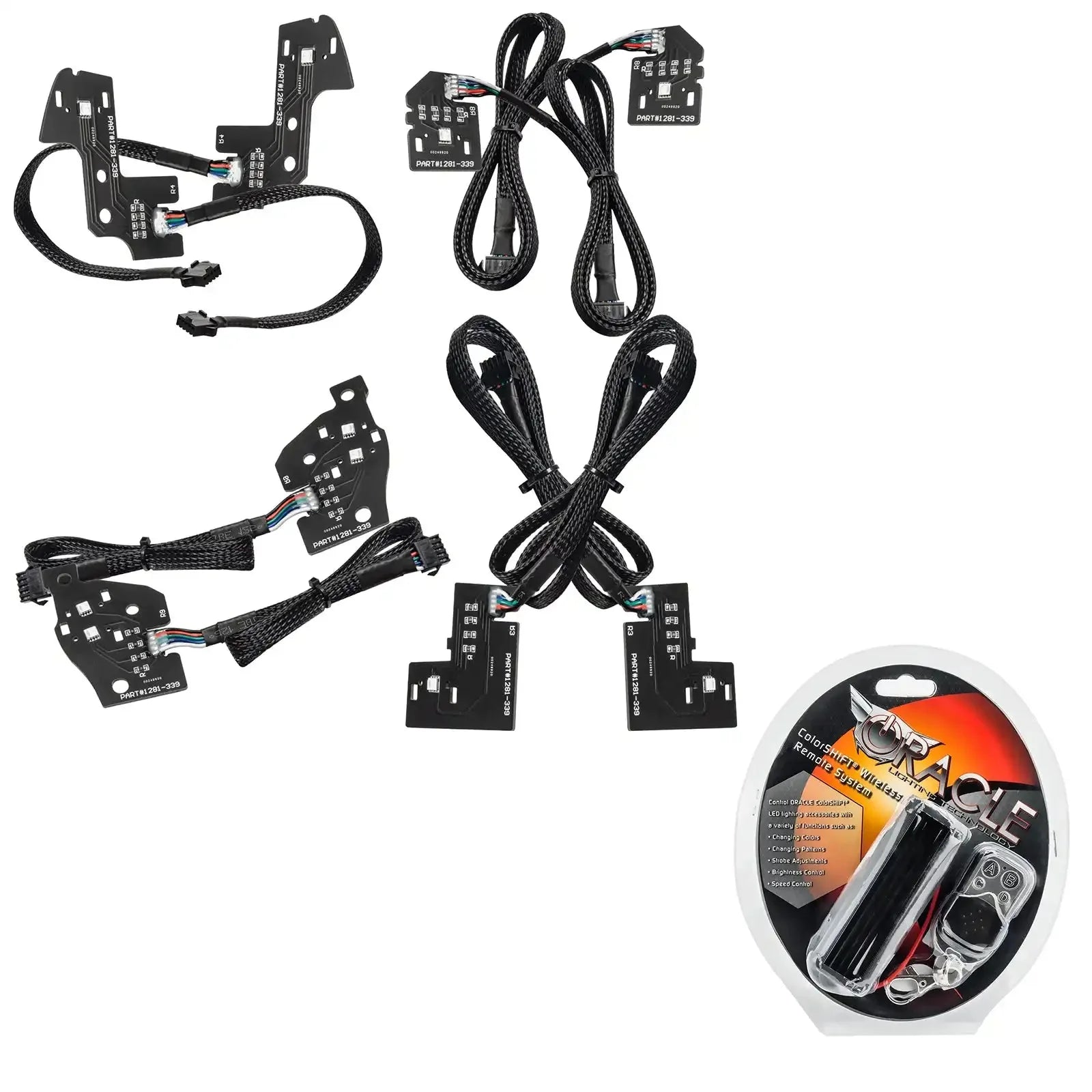 LED halo light kit with wiring harness and remote for Toyota Tacoma headlights