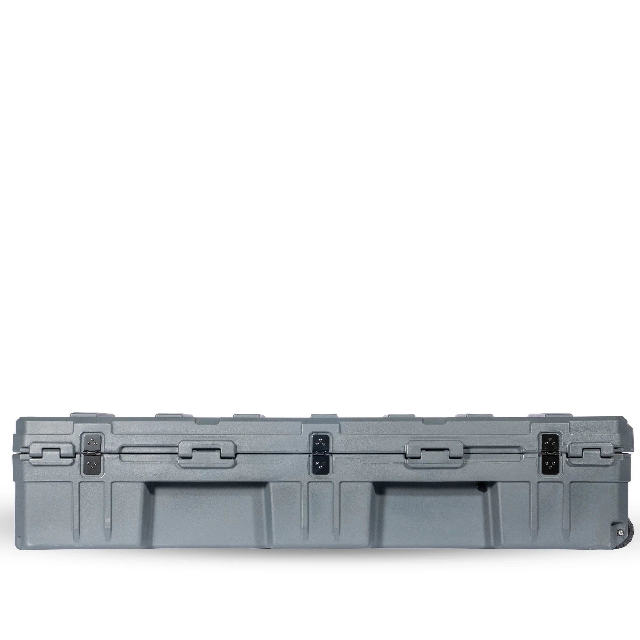 Gray heavy-duty rooftop cargo box for overlanding and expedition vehicles