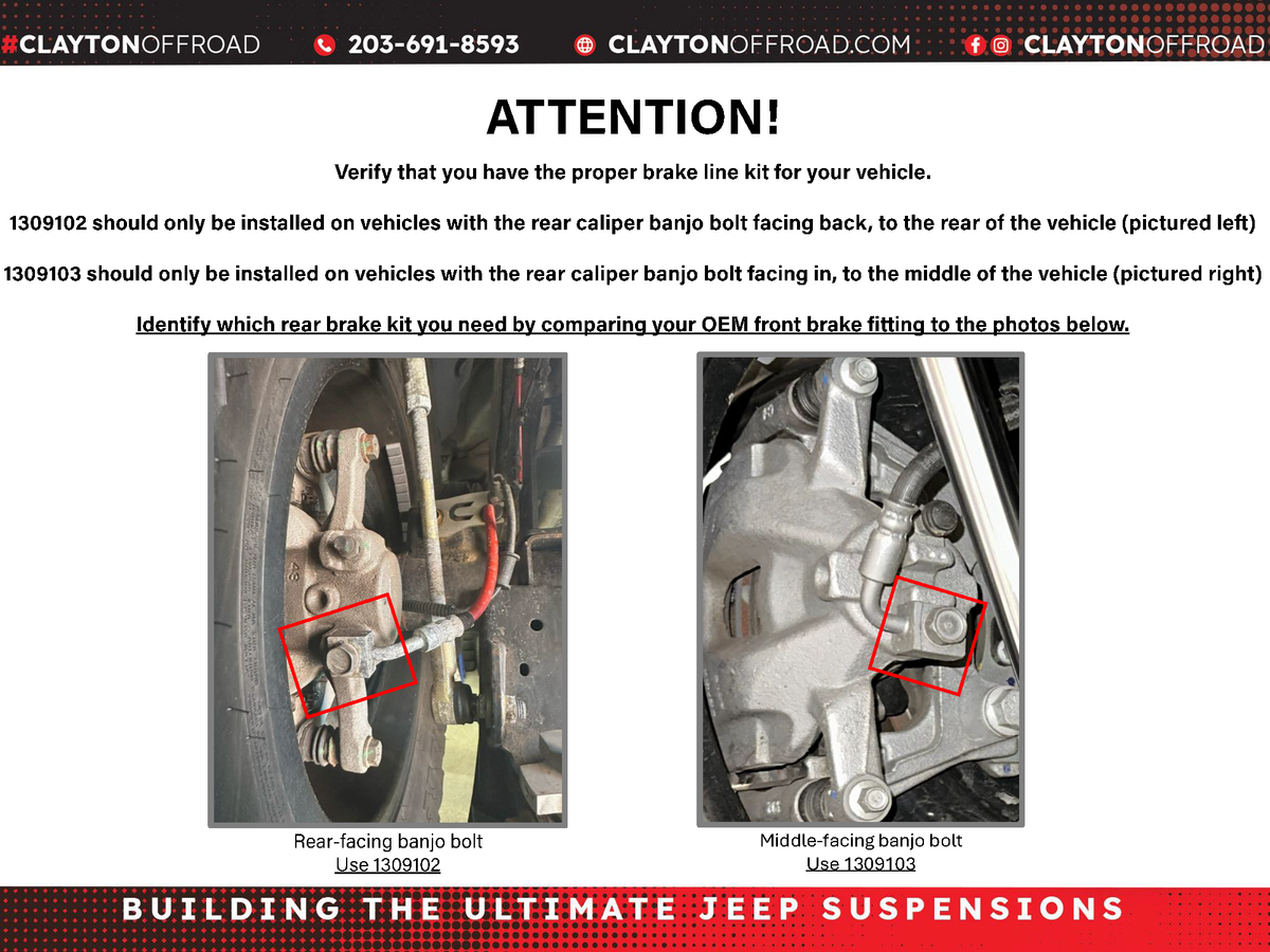 Jeep Rear Brake Lines (2018+, JL)