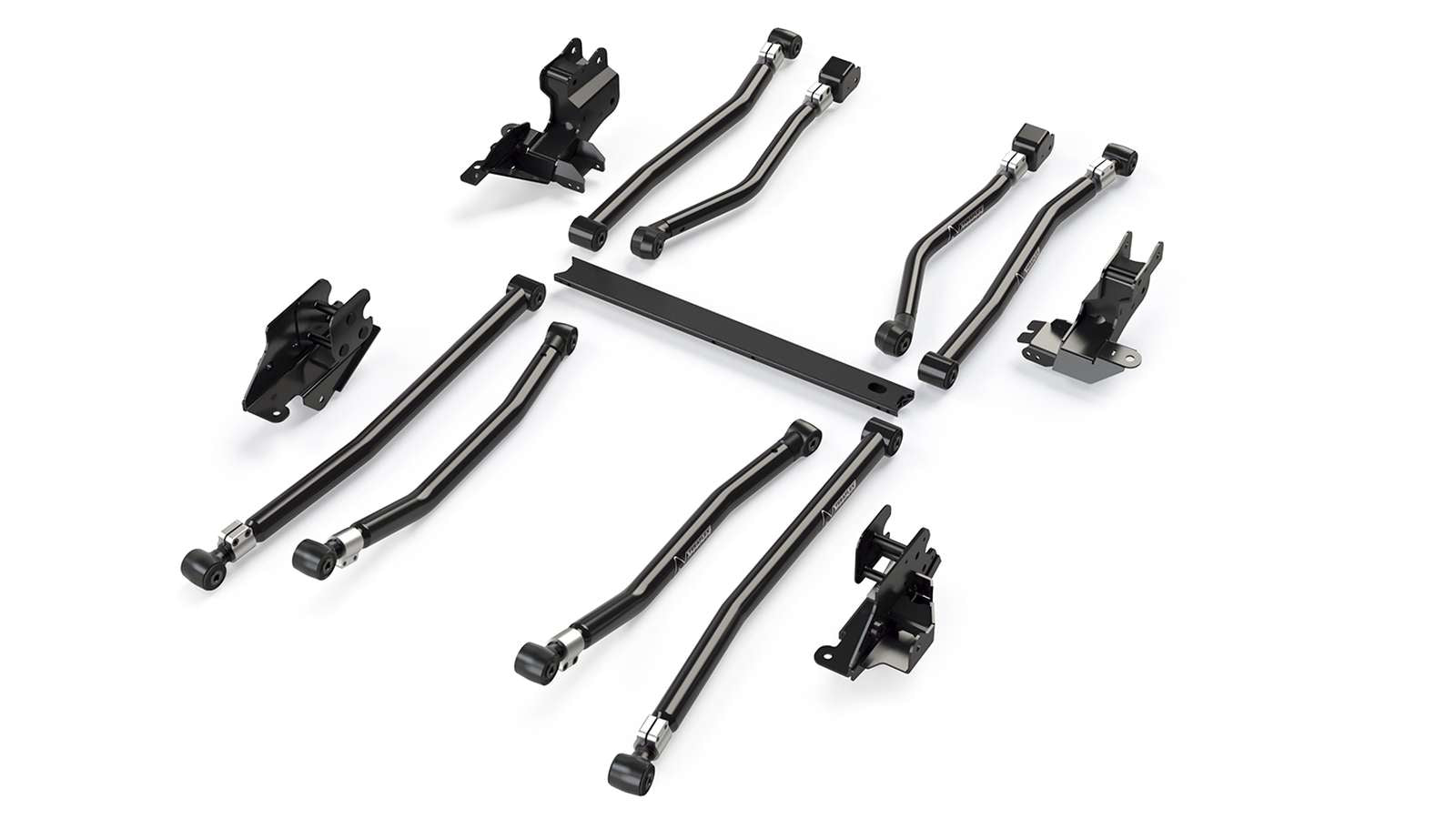 Heavy-duty black steel suspension control arms and mounting brackets kit for off-road vehicles