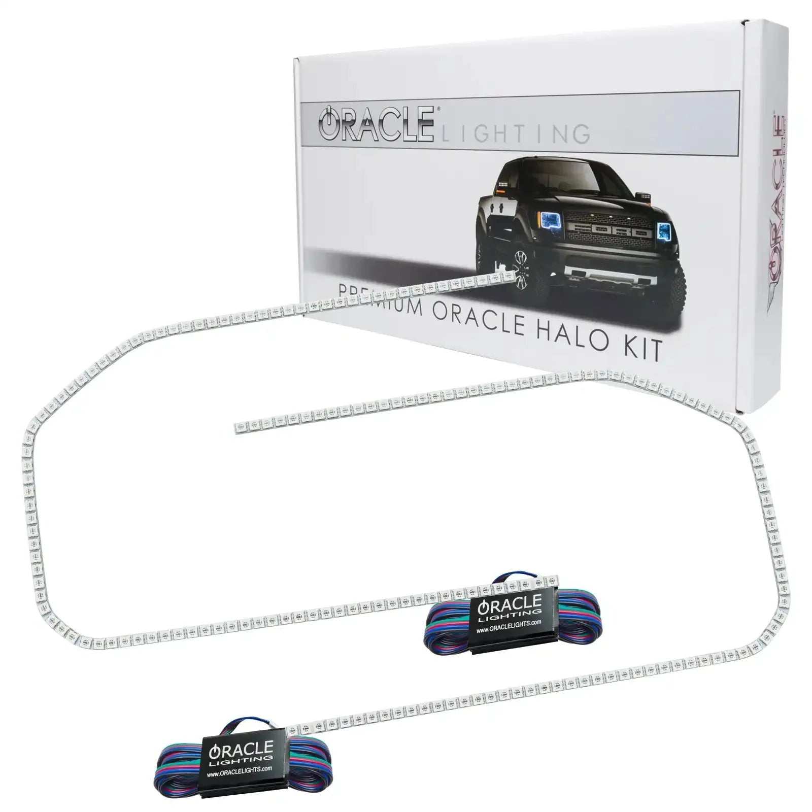 Oracle Lighting halo kit for trucks, includes LED light strips and wiring, box with truck image