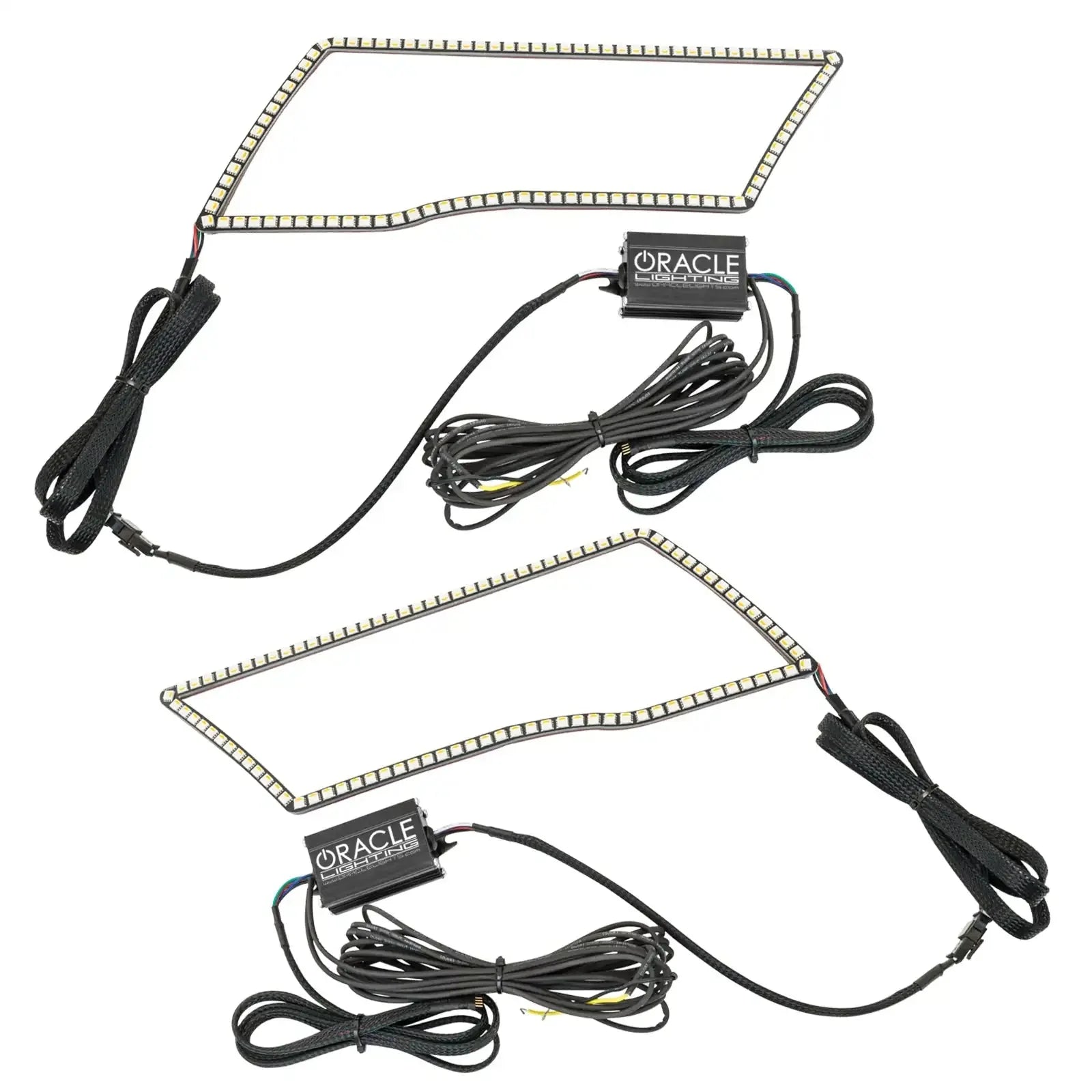 LED halo light strips with wiring harness for vehicle headlights or off-road lighting upgrades