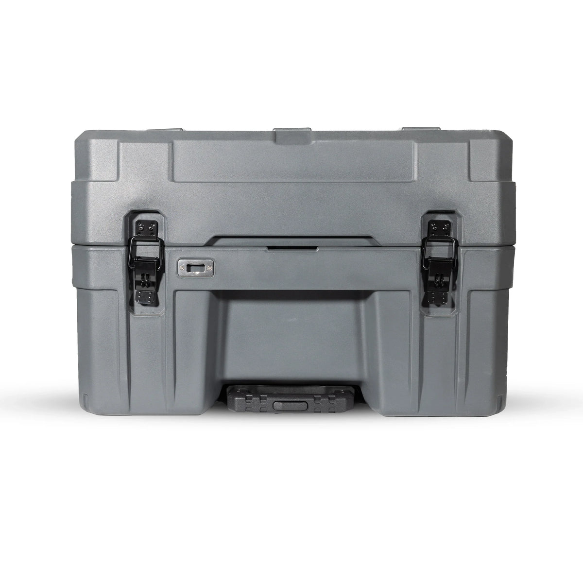 Gray rugged overland storage case with side handle and heavy-duty latches for expedition gear