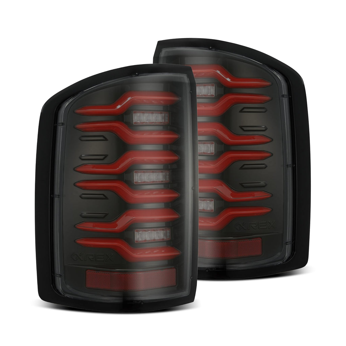AlphaRex LUXX-Series LED Tail Lights for GMC Sierra HD 2500/3500 / GMC Sierra 1500 - Black Red