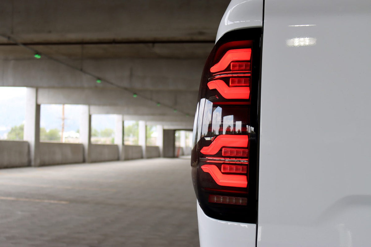 AlphaRex LUXX-Series LED Tail Lights for Toyota Tundra - Black Red