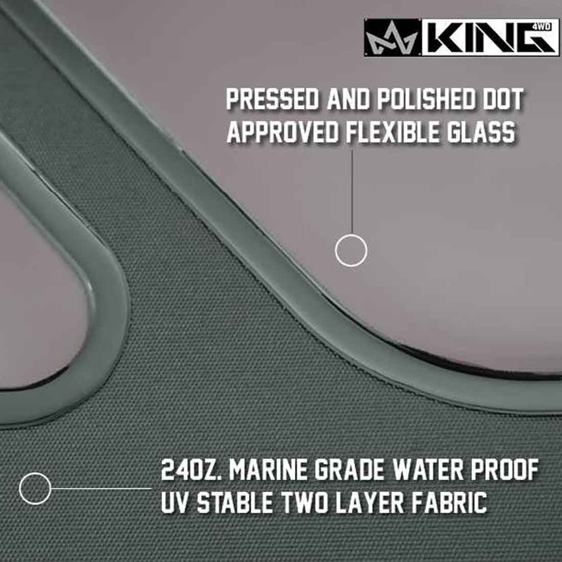 King 4WD replacement soft top with upper doors in Black Diamond for Jeep Wrangler TJ - view 5