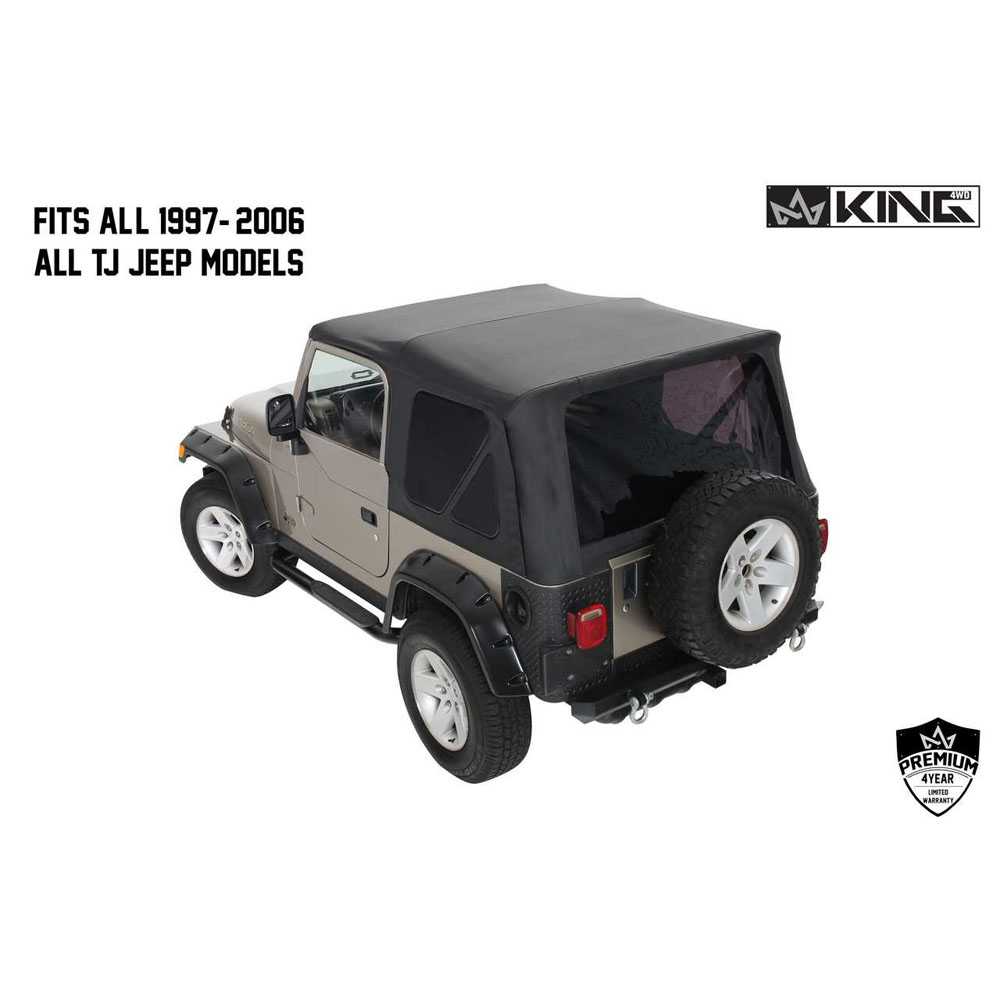 King 4WD replacement soft top without upper doors in Black Diamond for Jeep Wrangler TJ - view 2