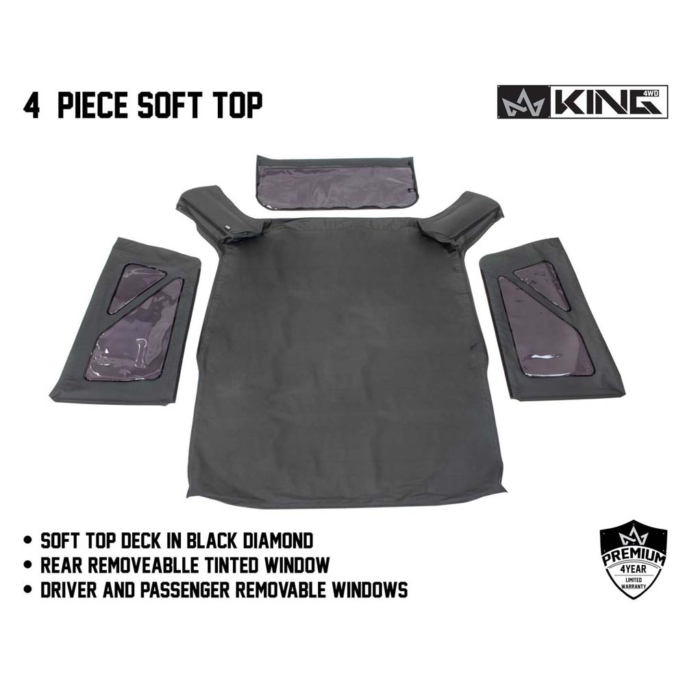 King 4WD replacement soft top in Black Diamond for 2007-2009 Jeep Wrangler JK 2 door - view 9