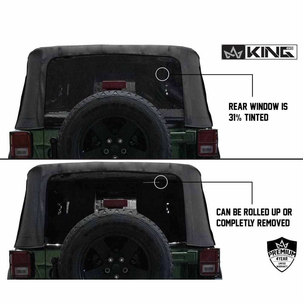 King 4WD replacement soft top in Black Diamond for 2007-2009 Jeep Wrangler JK 2 door - view 7