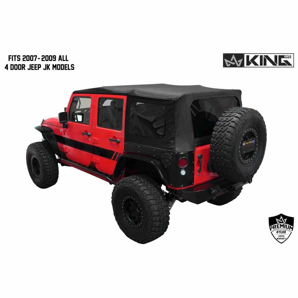 King 4WD replacement soft top in Black Diamond for 2007-2009 Jeep Wrangler Unlimited JK - view 2