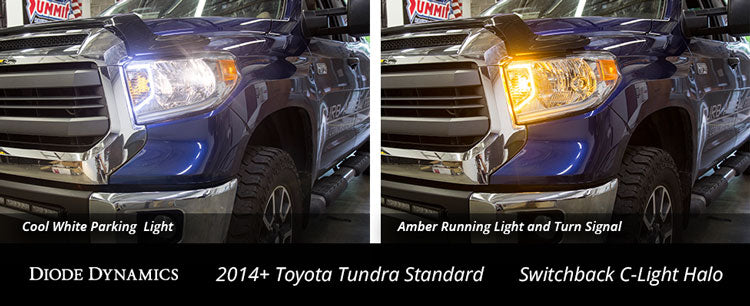 Diode Dynamics Switchback C-Light LED Halos for 2014-2021 Toyota Tundra – comparison