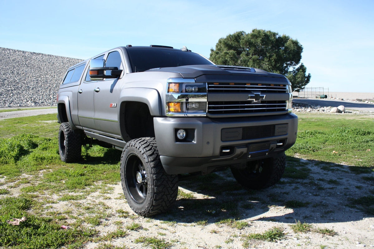 AlphaRex MK II NOVA-Series LED Projector Headlights (Paintable Black Center) for Chevrolet Silverado HD 2500/3500 - Jet Black