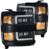 AlphaRex MK II NOVA-Series LED Projector Headlights (Paintable Black Center) for Chevrolet Silverado HD 2500/3500 - Jet Black