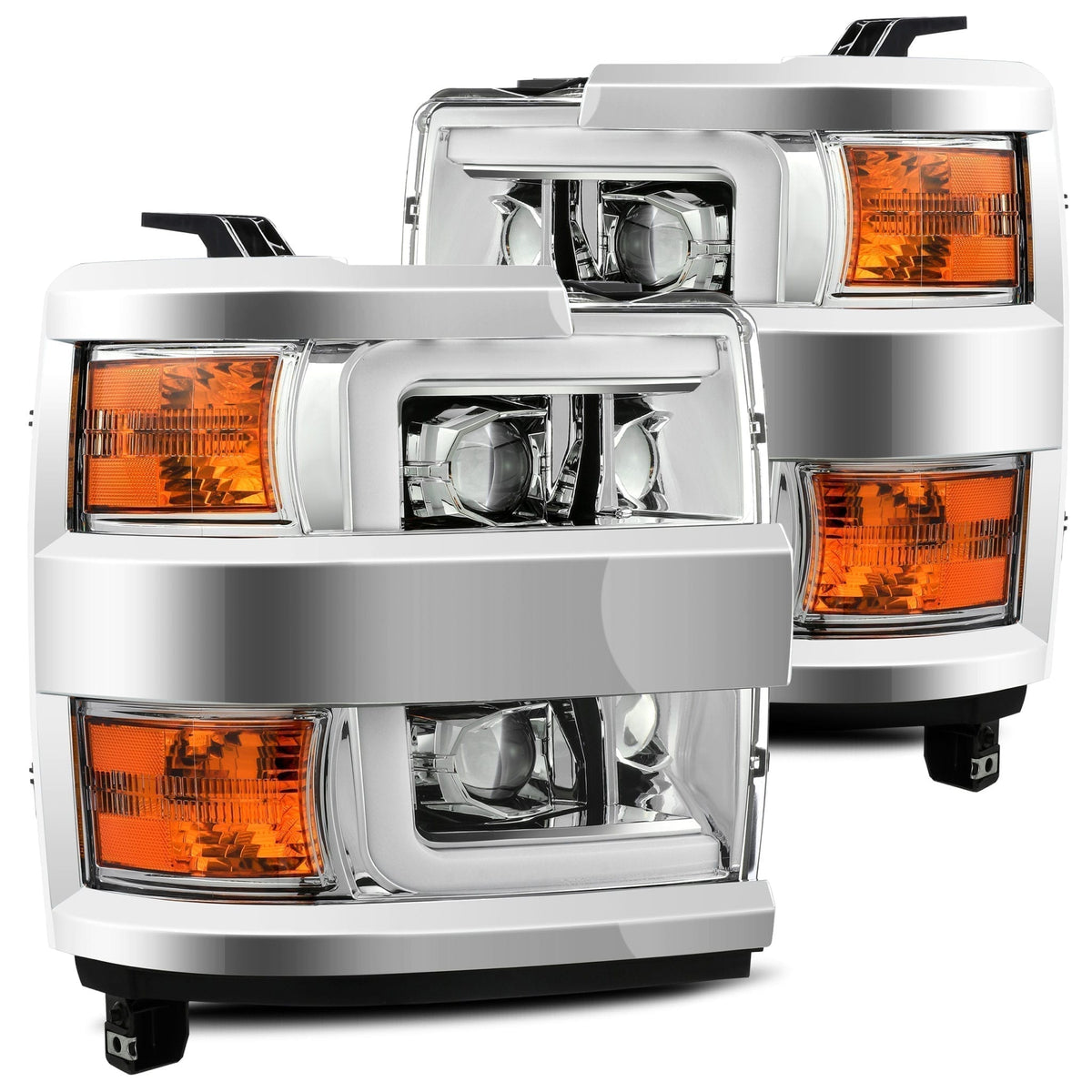 AlphaRex LUXX-Series LED Projector Headlights for Chevrolet Silverado HD 2500/3500 - Chrome
