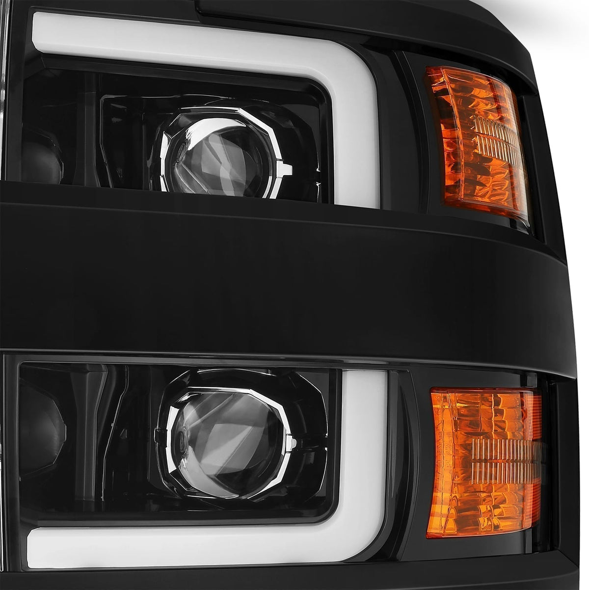 AlphaRex PRO-Series Halogen Projector Headlights for Chevrolet Silverado HD 2500/3500 - Jet Black