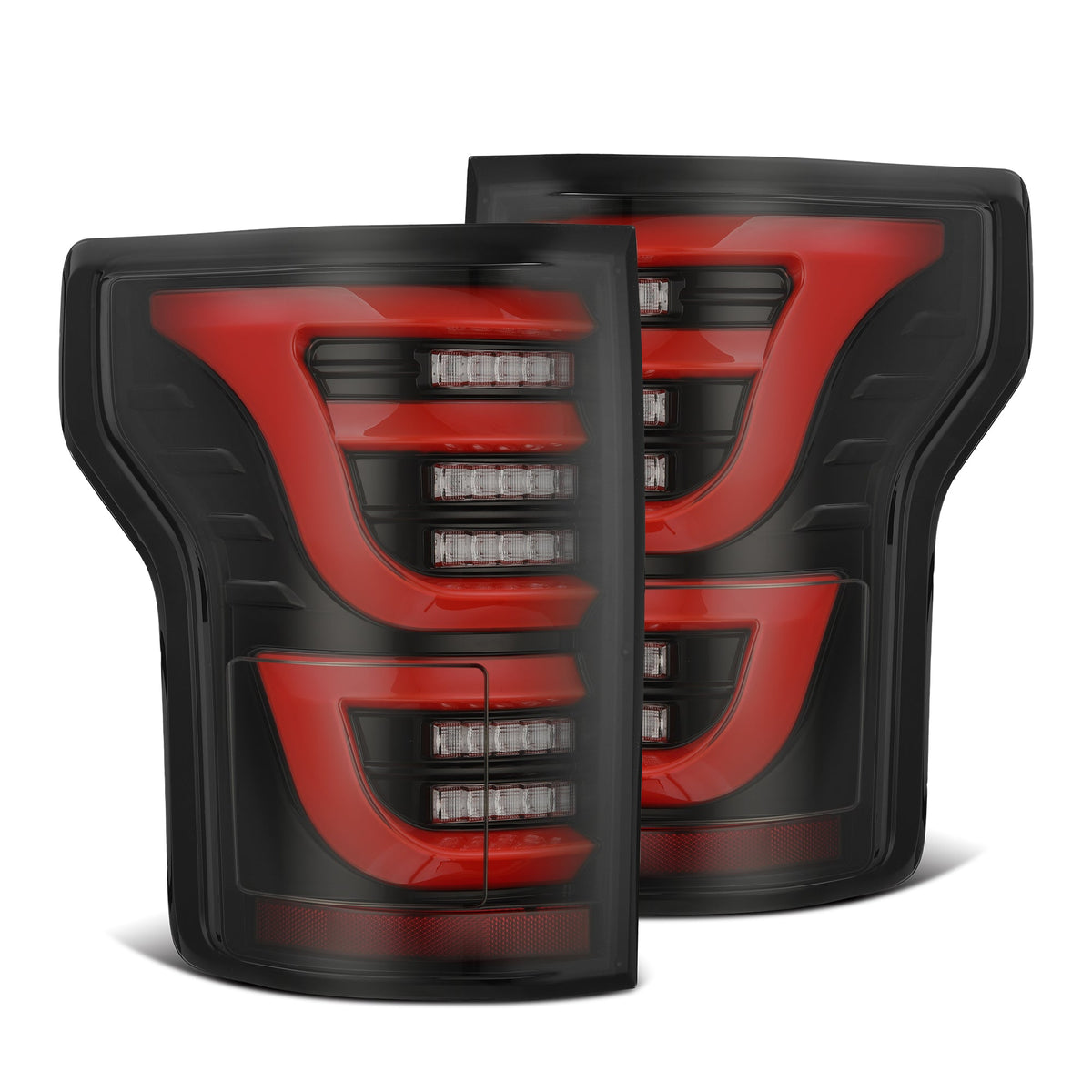 AlphaRex LUXX-Series LED Tail Lights for Ford F-150 - Black Red