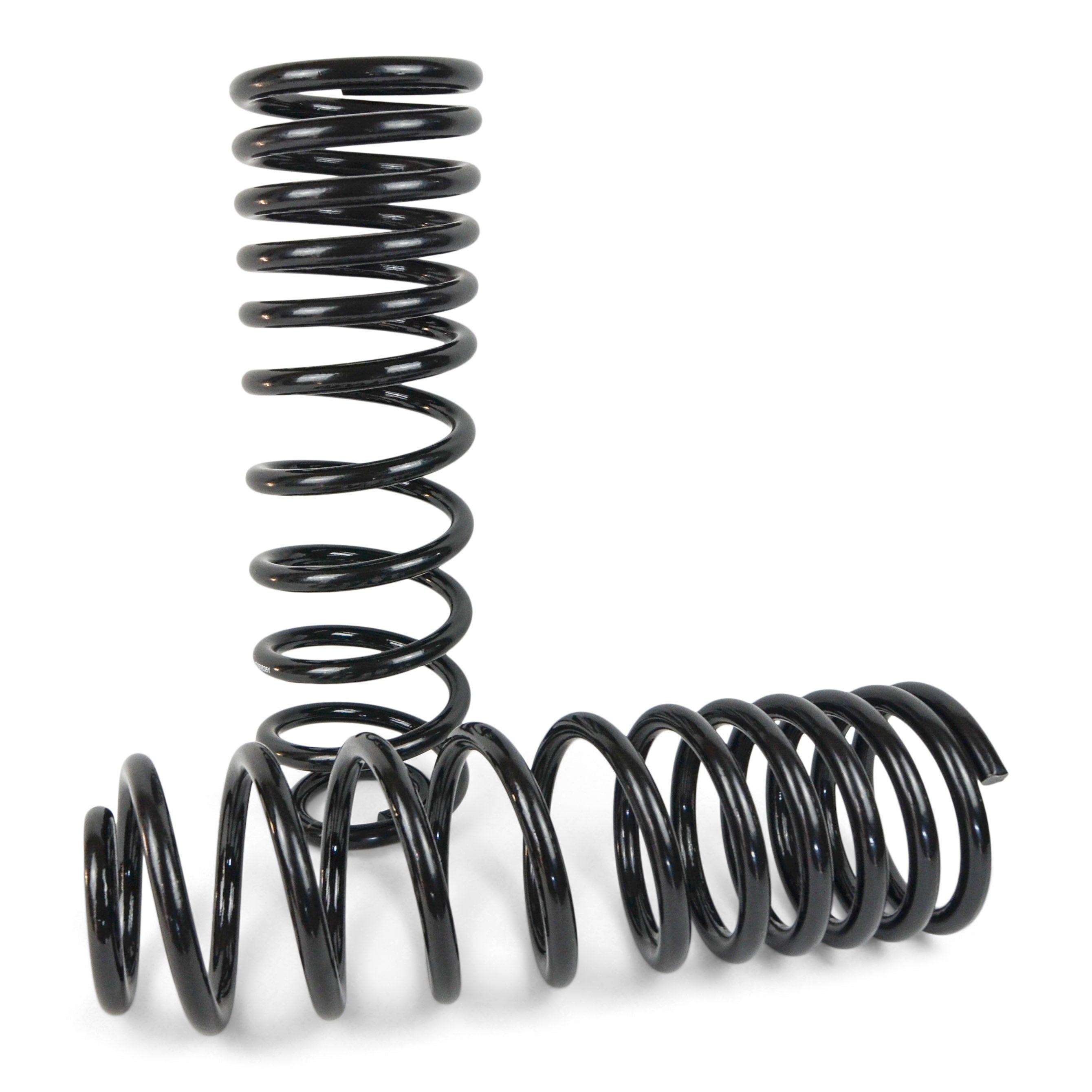 Black heavy-duty coil springs for off-road vehicle suspension upgrade
