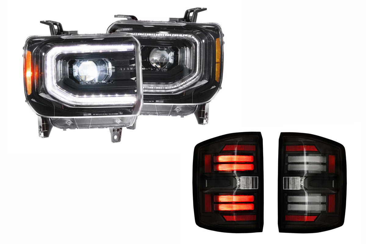 15-19 Sierra 3500HD Dually Heads and Smoked Tails OE LED Tails