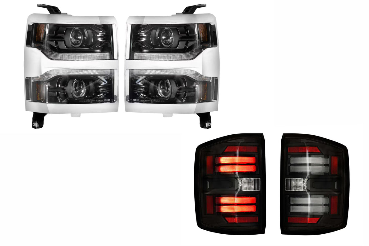 14-15 Silverado 1500 Heads Chrome Bezel and Smoked Tails