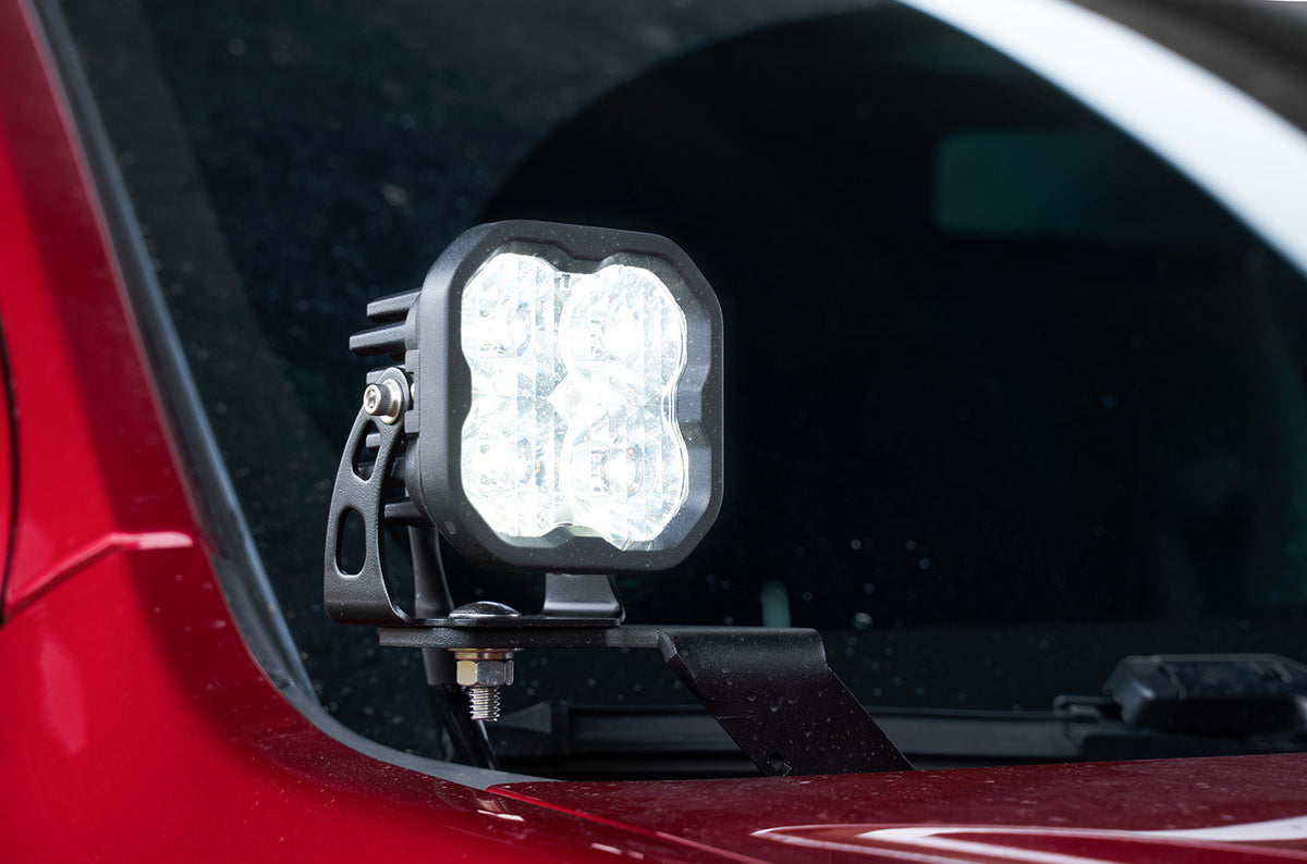 Diode Dynamics backlit ditch light kit for Chevrolet Colorado and GMC Canyon – lit close up