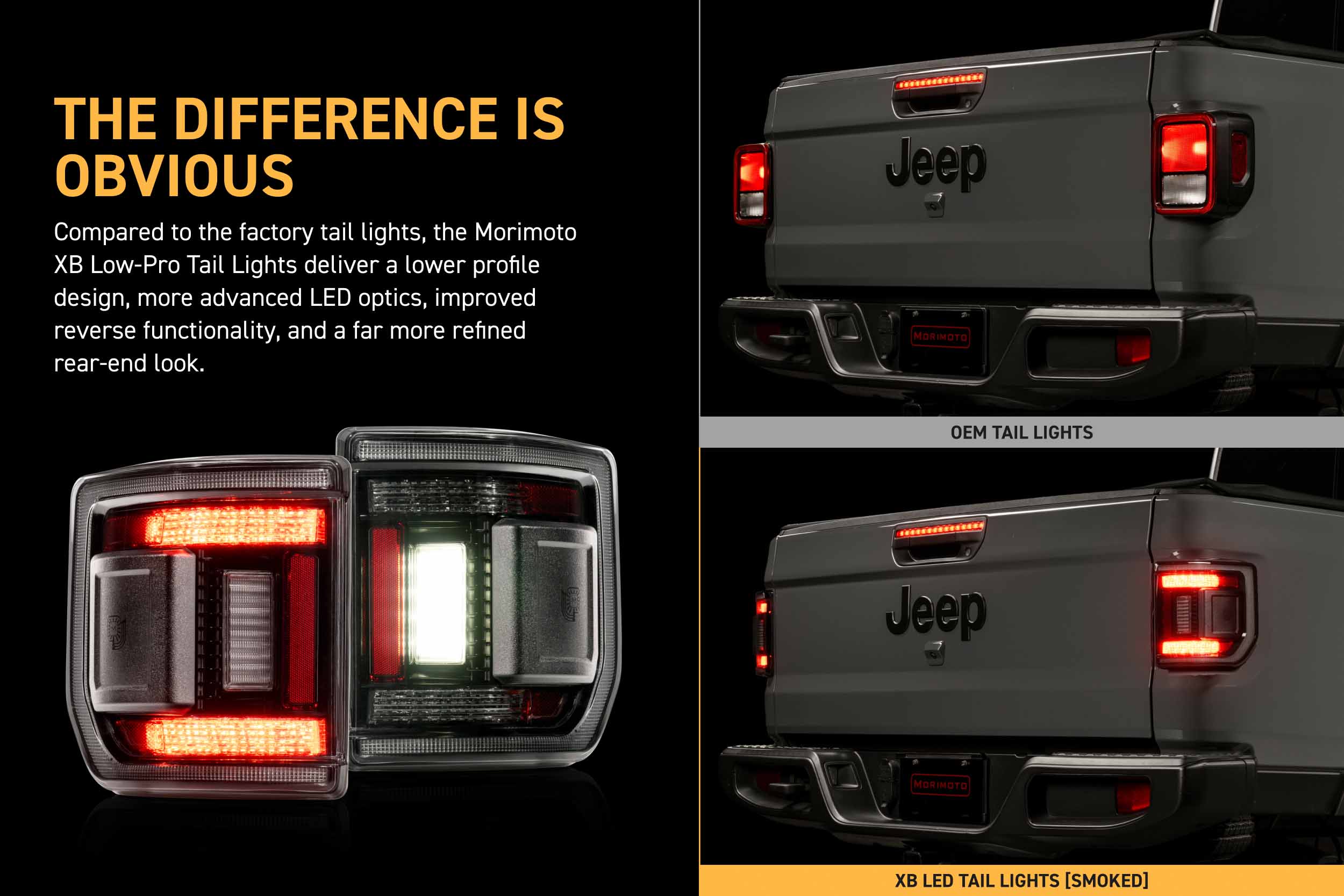 Morimoto Jeep Gladiator JT (20-26) XB LED Low Profile Tail Lights (Smoked)