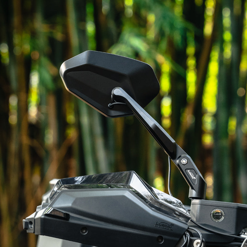 LOBOO Foldable Rearview Mirrors for BMW R1300GS / R1300GS Adventure– Aluminum Alloy, Anti-Glare 1200R Lens, LCW Compatible