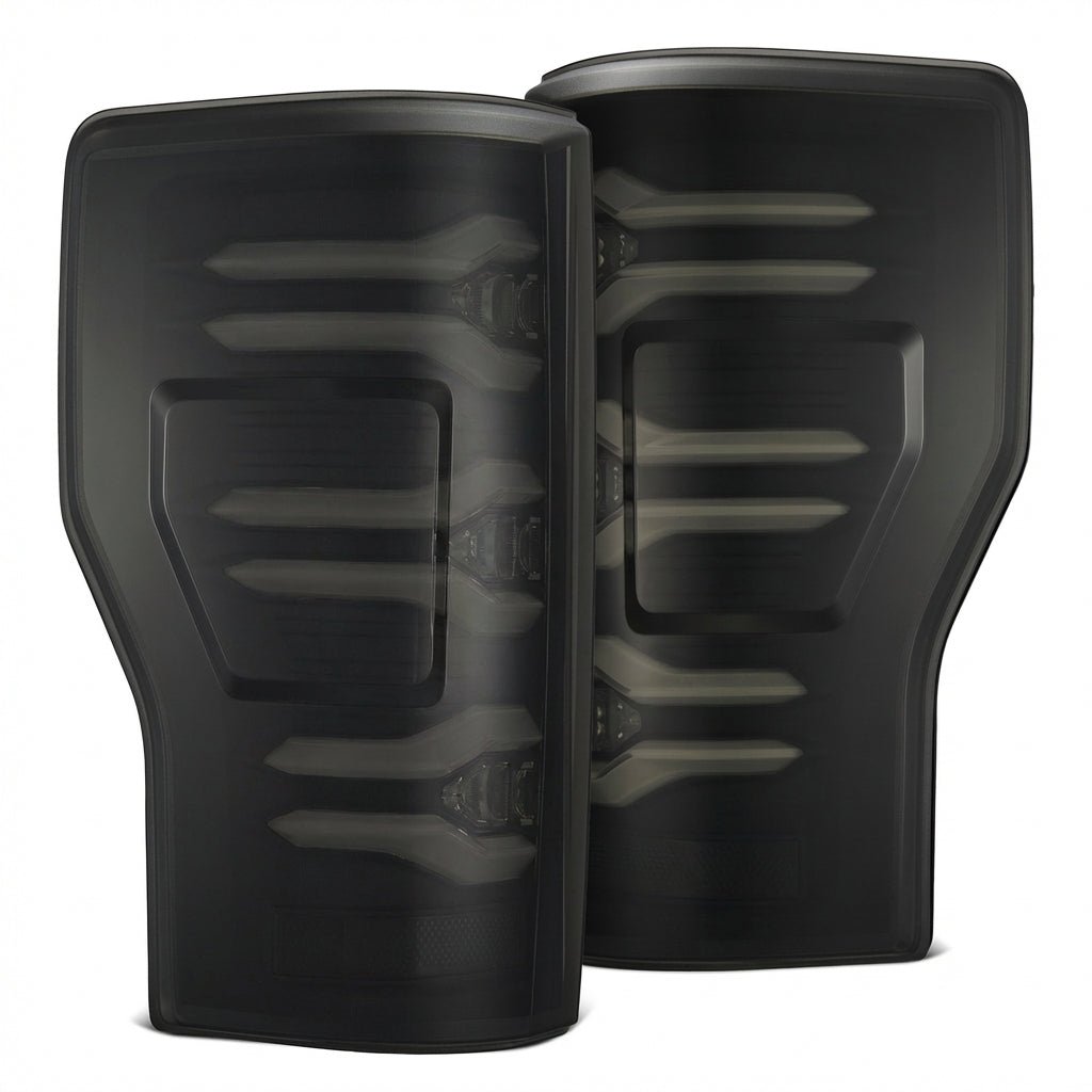 AlphaRex LUXX-Series LED Tail Lights (Without BLIS) for Ford Super Duty - Black Smoke