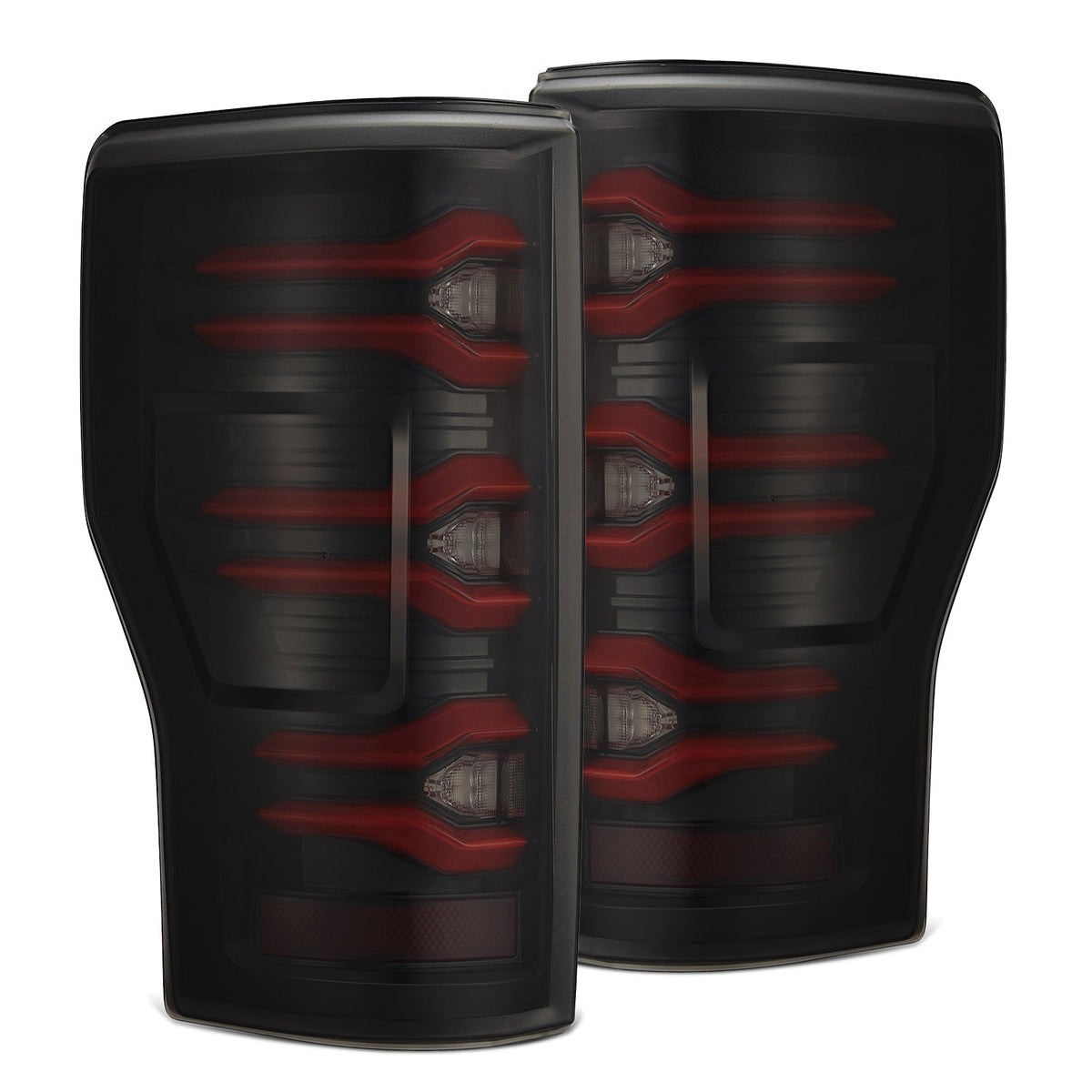 AlphaRex LUXX-Series LED Tail Lights (Without BLIS) for Ford Super Duty - Black Red