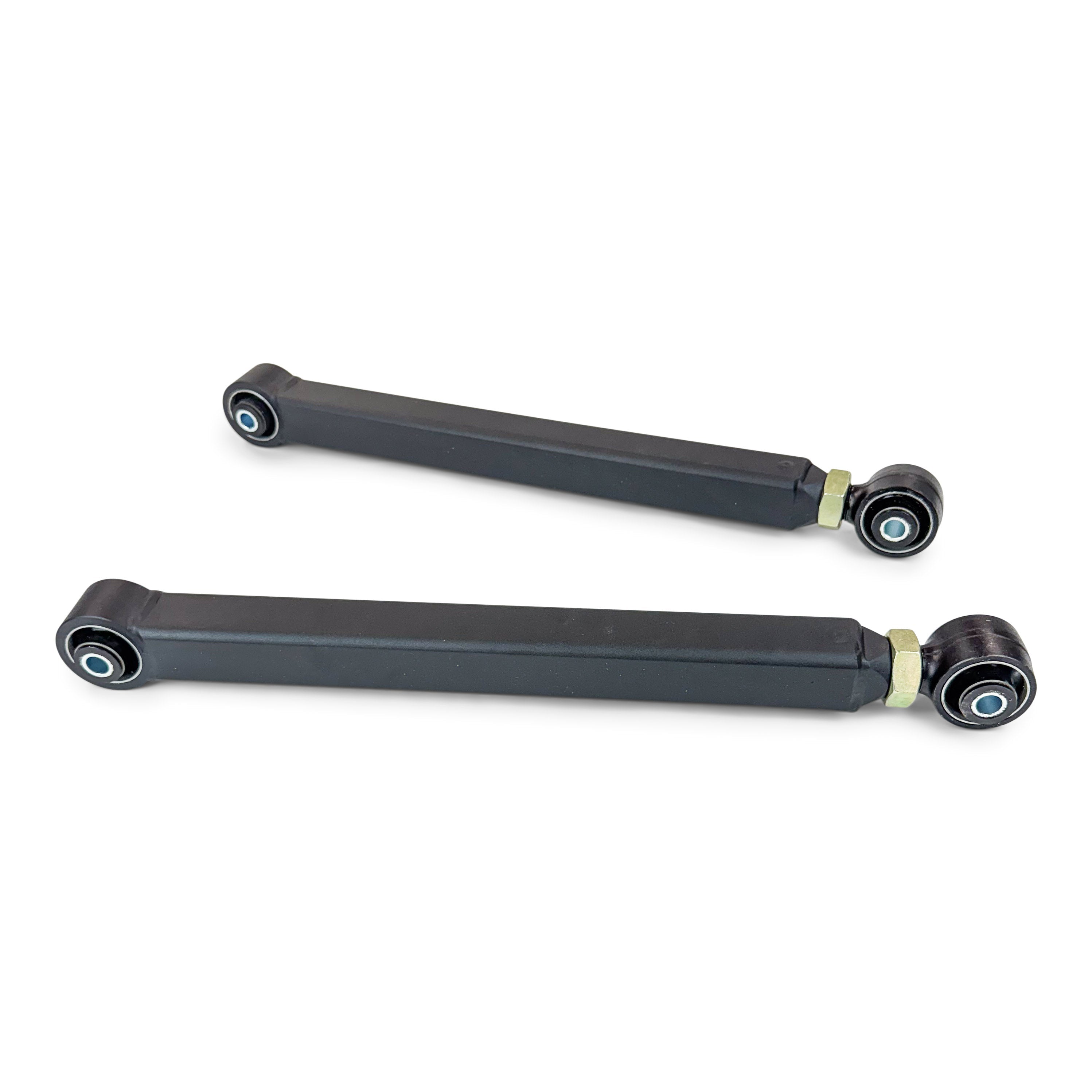 Pair of heavy-duty adjustable control arms for off-road or overlanding vehicle suspension