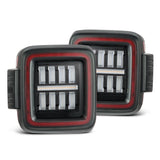 AlphaRex NOVA-Series Prismatic LED Tail Lights for Jeep Wrangler - Black Red